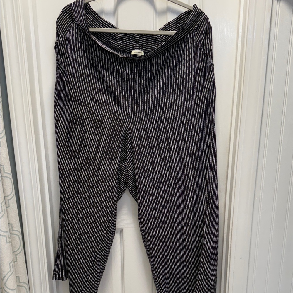 Max Studio Black and White Striped Wide Leg Pants